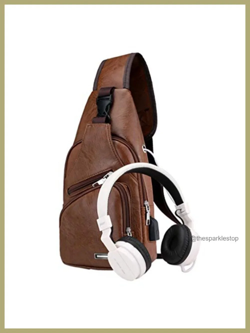 PU Leather Sling Bag Crossbody Backpack for Men Women Travel Outdoor Camping